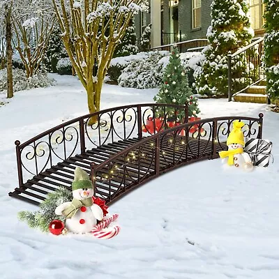 6 Ft Metal Garden Bridge With Safety Railing Curved Outdoor Decorative • $279.99