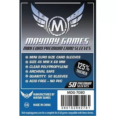 Mayday Premium 50 Clear Mini European Card Sleeves 45 X 68mm - Brand New • £4.27