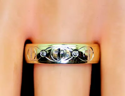 Nice Men's 10K Gold Religious Diamond Comfort Fit Cross Wedding Band/Ring S9.75 • $349.99