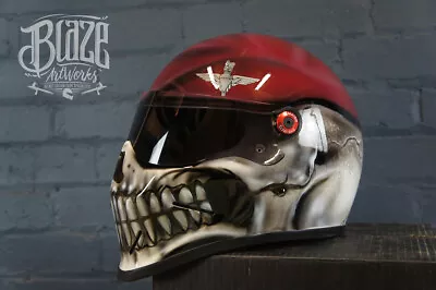 Custom Painted /Airbrushed  Motorcycle Helmet In Regimental Design Bandit Style • $597.23