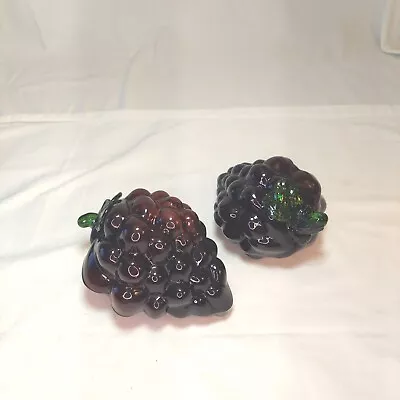 Lot Of 2 Vintage Murano Style  Crafted Art Glass Fruit Grape Clusters Mcm  • $19.98