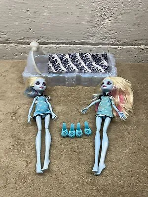 Monster High G1 Abbey Bominable Dead Tired Dolls + Ice Bed Playset Incomplete • $49.95