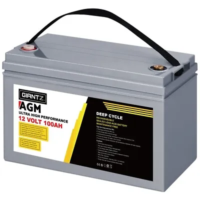 Giantz 100Ah 12V Sealed AGM Deep Cycle Battery 4WD 4X4 Van Camping RV • $249.99