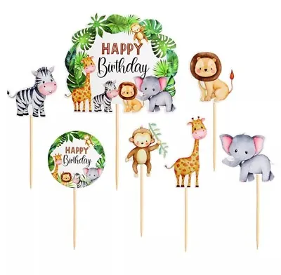 $12.95 • Buy 7pcs Jungle Cake Topper Safari Cake Topper Monkey Zebra Animals Cupcake Toppers