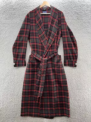 VTG Pendleton Robe Mens Medium Red Tartan Plaid Virgin Wool Wrap Bath Robe • $44.90