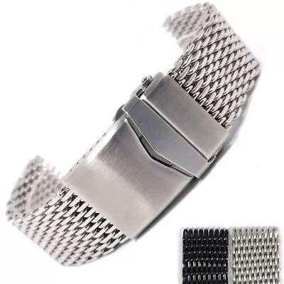 Shark Mesh Watch Band Strap Milanese Stainless Steel Bracelet Solid Clasp 18-22 • $18.99