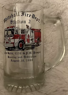 WHITEHALL PA Fire Dept STATION 2 1988 Pumper Truck Commemorative Glass Mug • $4.99