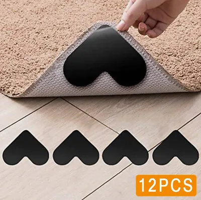 12PCS Carpet Mat Rug Grippers Anti Slip Rubber Sticker Skid Tape Reusable Pad US • $5.98