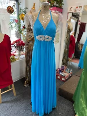 TheaDora Turquoise Blue Beaded Prom Evening Special Occasion Dress Size 14 • $85