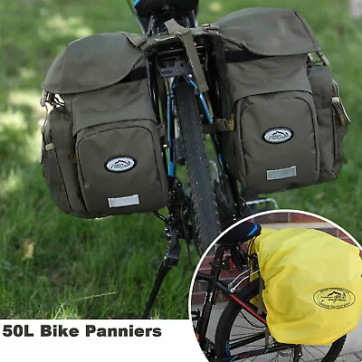 40l Bike Panniers Waterproof Bicycle Commuting Bag Saddle Bags With Rain Cover • $71.99