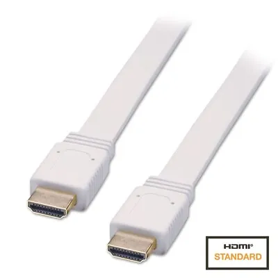 White FLAT HDMI High Speed 4K Cable For 3D TV 1.4 Lead Short Long 1m-30m 2160p • £3.29