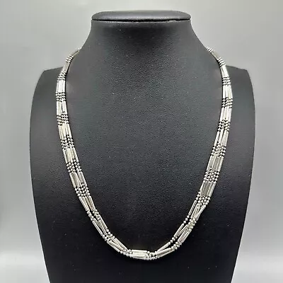 Milor Necklace 925 Sterling Silver Multi Strand Bar Bead Chain Link Lightweight • $59.99