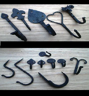£6.99 • Buy Hand Forged Wrought Iron Old Vintage Hat Coat Hanging Hanger Hooks Blacksmith  