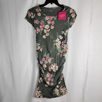 Isabel Ingrid Maternity Womens Size Small Floral Green Tshirt Dress Midi • $16.50