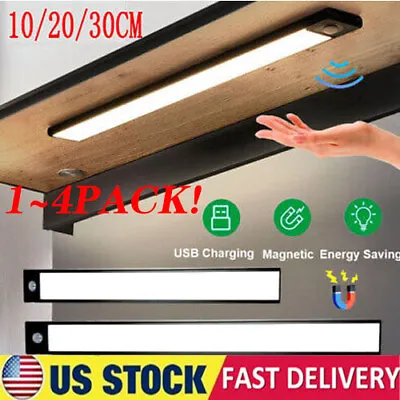 LED Motion Sensor Under Cabinet Closet Light USB Rechargeable Kitchen Lamp Strip • $25.98