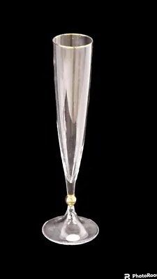 SET OF 2 MILLER ROGASKA CRYSTAL CHAMPAGNE FLUTES 24k GOLD TRIM 11” • $29.99