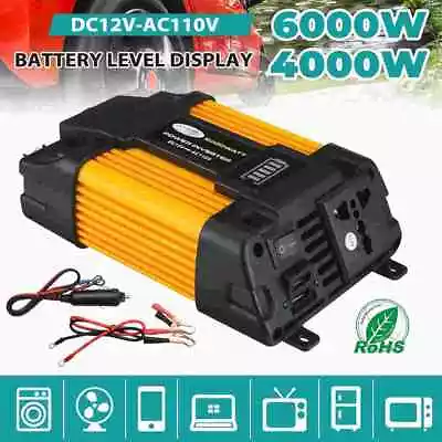 6000W Car Power Inverter DC 12V To AC 110V Sine Wave Converter Power Transformer • $29.99