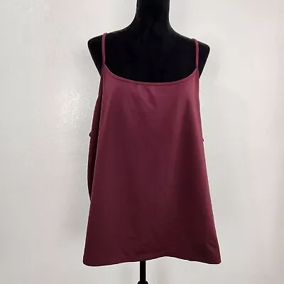 Lane Bryant Burgundy Pullover Scoop Neck Blouse Tank Top Shirt T-Shirt Sz 26/28 • £14.36