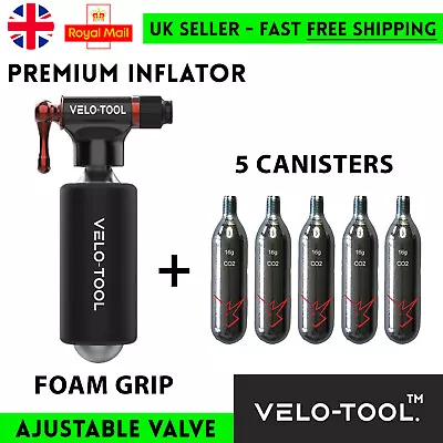 £25.99 • Buy Bike CO2 Pump Velo-Tool™ Tyre INFLATOR BLACK + 5 CANISTERS Cartridges MTB Road 