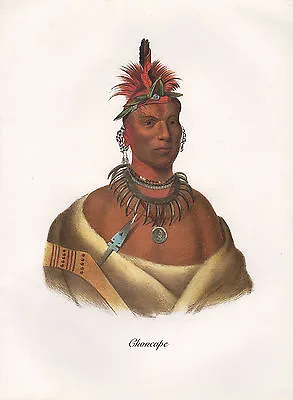 VINTAGE PRINT Of 1830's NATIVE AMERICAN INDIAN ~ CHONCAPE BIG KANSAS ~ OTO • £48