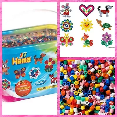 Premium Hama Beads 10000 Beads And 5 Pegboards Tub Fast Shipping • £22.50