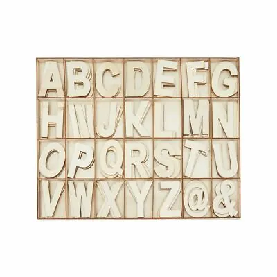 $20.99 • Buy Unfinished Wooden Letters, Symbols, Storage Tray, 3 Inch Alphabet (112 Pieces)
