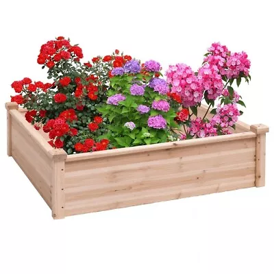 Solid Fir Wood 3.3 Ft X 3.3 Ft Raised Garden Bed Planter Box • $160.22