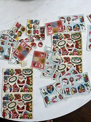 $24.99 • Buy Vintage 60S Christmas Stickers Seals Lick Stick Die Cut