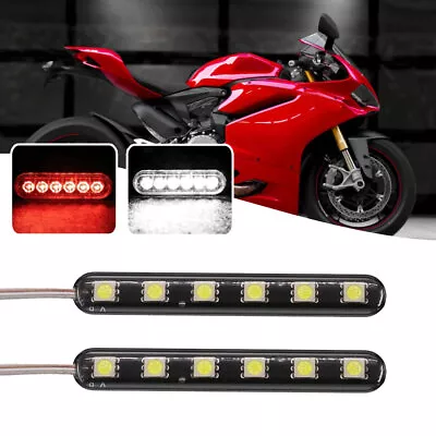 2x Red 6 LED Car Motorcycle Lights Strip Brake Tail Lights Strobe Flashing Lamps • $8.95
