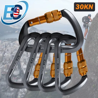 30KN Aluminum Locking Carabiner Clip D-Ring Screwgate Hook For Outdoor Climbing • $12.99