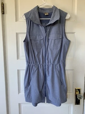 $35 • Buy Duluth Trading Zip Front Dress Tunic Med Pockets Blue Stripe Hiking Athleisure M