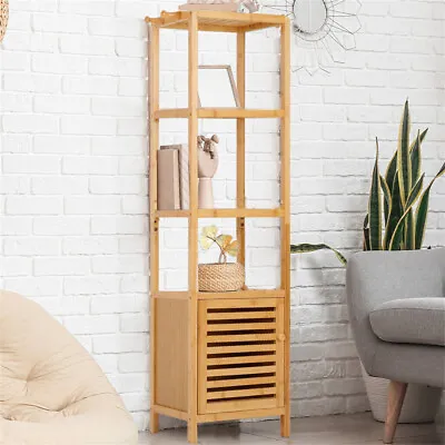 4 Tier Bamboo Bathroom Shelf Cabinet Cupboard Bedroom Storage Unit Free Standing • £52.91