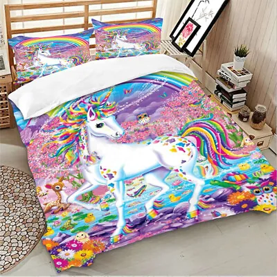 $42.99 • Buy Unicorn Rainbow Doona Duvet Quilt Cover Set Single/ Double /Queen /King Size Bed