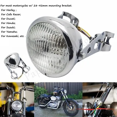 £42.54 • Buy Motorcycle H4 Headlight 28mm-42mm Mount Bracket Clamp Kit For Harley Cafe Racer