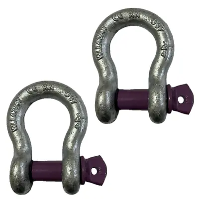 2x Lifting Shackle WLL 4.75 Ton Galvanised Screw Pin Tested Alloy Bow Shackles • £13.79