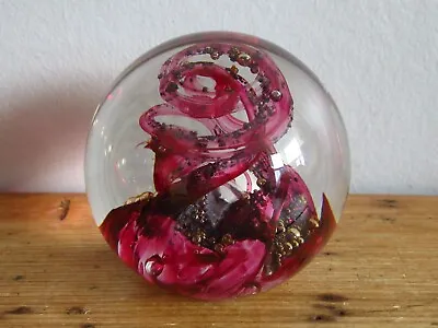 £20 • Buy Selkirk Scotland Art Glass Paperweight Ornament Red Pink