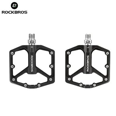 ROCKBROS MTB Road Bike Aluminum Alloy Pedals Bicycle Flat Pedals Bearing 9/16  • $28.51