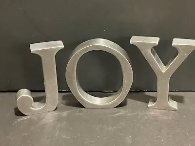 Silver Metal Letters JOY 4” Tall Free Standing Christmas Decor • $12