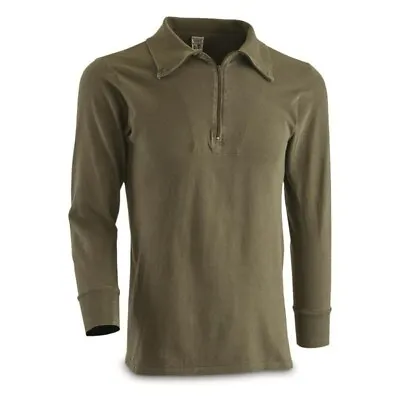 Authentic German Military OD Green Tricot Shirt Thermal W/ Zipper XX-Large Top • $18.99