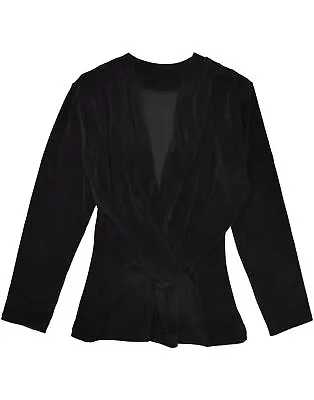 VINTAGE Womens Velvet Blazer Jacket UK 10 Small Black BZ08 • £29.11