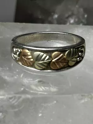 Black Hills Gold Ring Leaves Band Size 10.75 Sterling Silver Women  Men • $138