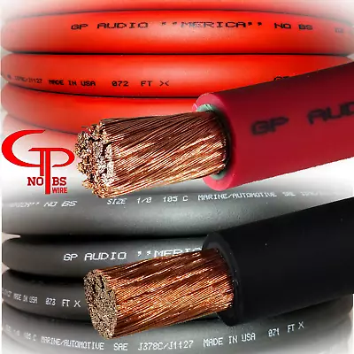 10 Ft TRUE AWG 1/0 Gauge OFC Power Wire 5 Ft RED 5 Ft  BLACK Ground Car Audio  • $57.99