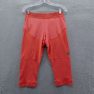 Adidas Stella McCartney Womens Cropped Capri Leggings Medium Orange Workout Gym • $14.39