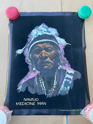 1971 BLACK LIGHT POSTER - NAVAJO MEDICINE MAN - PARADISE - ANDRE CHODAT 22x17 • $68.37