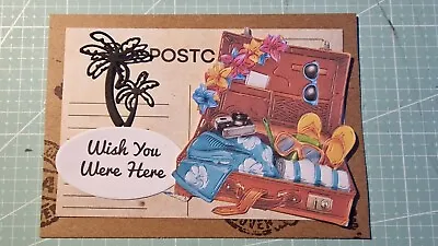 Male Themed Holiday Suitcase Toppers Kit Card Making 42 Piece Scrapbook Junk • £3.75