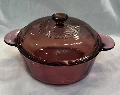 Corning Visions 1.5 Quart Cranberry Casserole Dish Dutch Oven #1148 With Lid L • $25.50