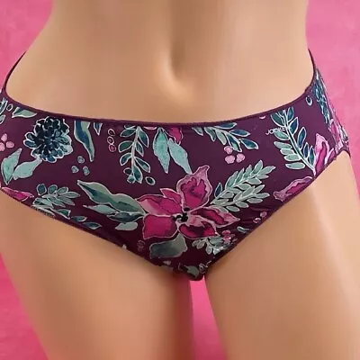 Jockey Panties Purple Floral Silky Modal Stretch Sissy Knickers Women's 7 Large • $4.02