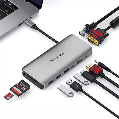 USB C Hub 10-In-1 Type C Adapter Mini Docking Station With 4K 30Hz HDMI2K 60Hz • $51.25