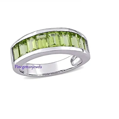 Natural Peridot Gemstone With 925 Sterling Silver Band Ring For Men's #F233 • £90.98