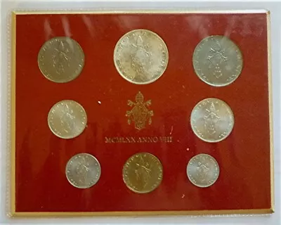 1970 VATICAN - OFFICIAL MINT BU SET (8) W/ SILVER 500 LIRE - POPE PAUL VI • $32.49